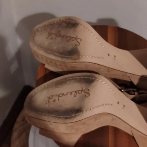 SPLENDID Suede Platform Heels Size 9.5 Tan Neesha Sandals - Picture 10 of 12